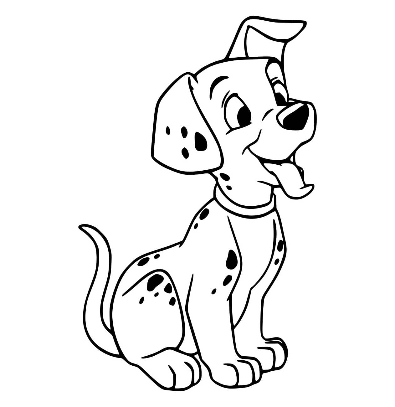 Desenho de Dálmata Mostrando a Língua para Colorir
