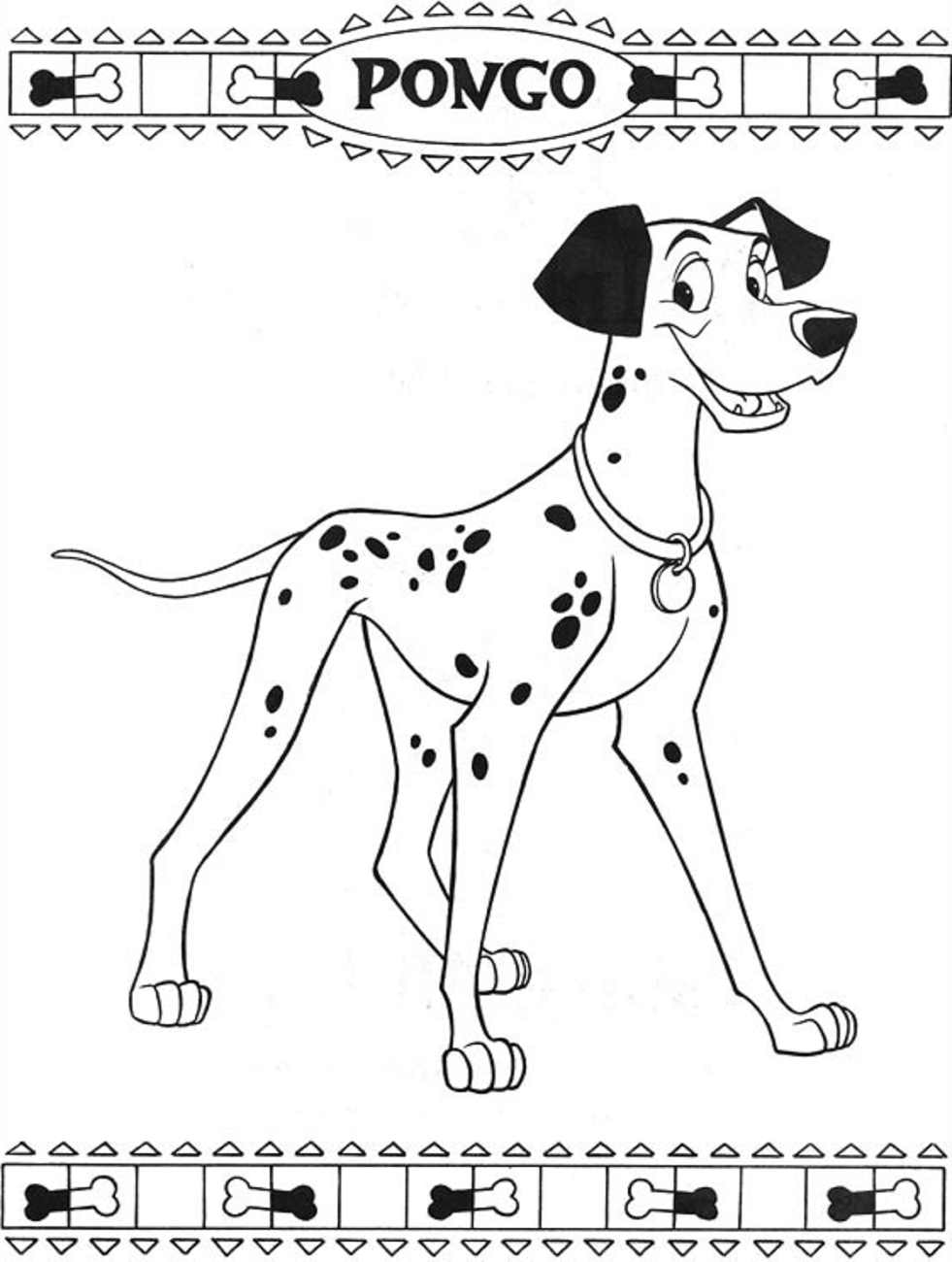 Desenho de Pongo 101 Dálmatas para Imprimir e Pintar Grátis