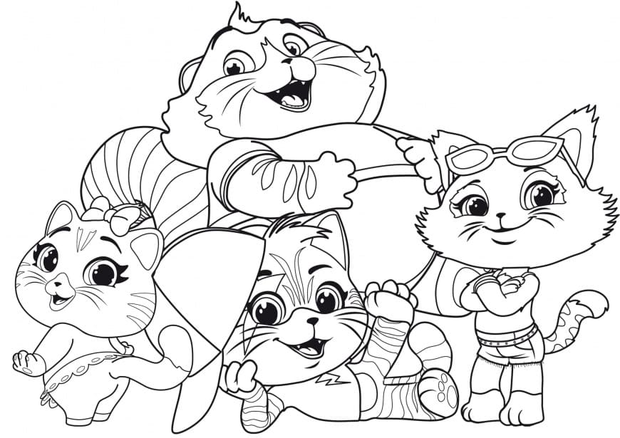 Desenhos de 44 Gatos para Colorir