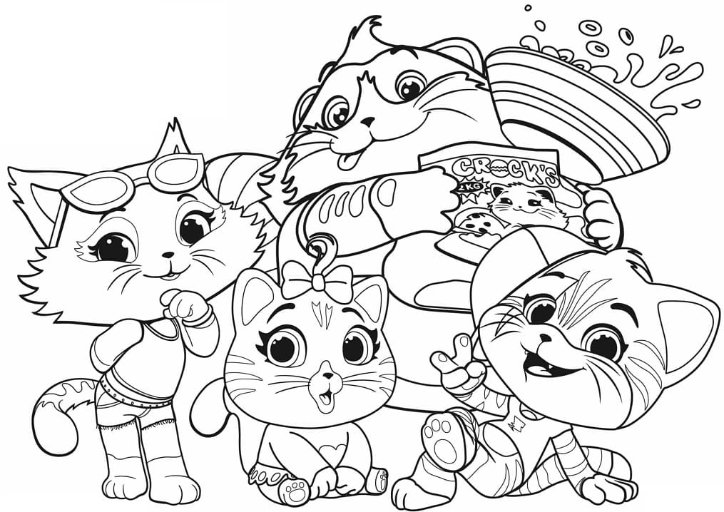 Desenho Pdf de 44 Gatos para Baixar e Colorir