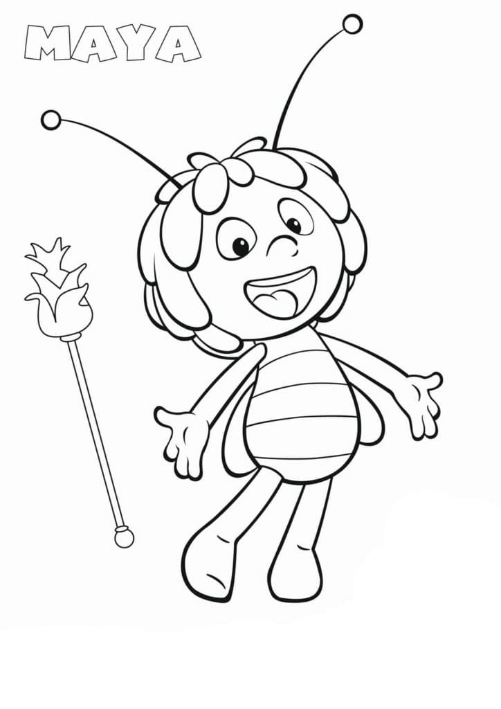 Desenho Imprimivel da Abelha Maia para Baixar e Colorir