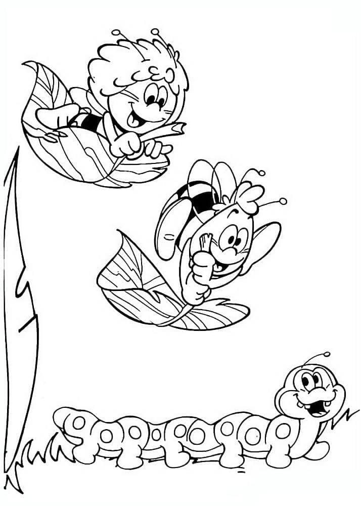 Desenho Maya e Willy e Lagartixa Brincando de Voar para Colorir
