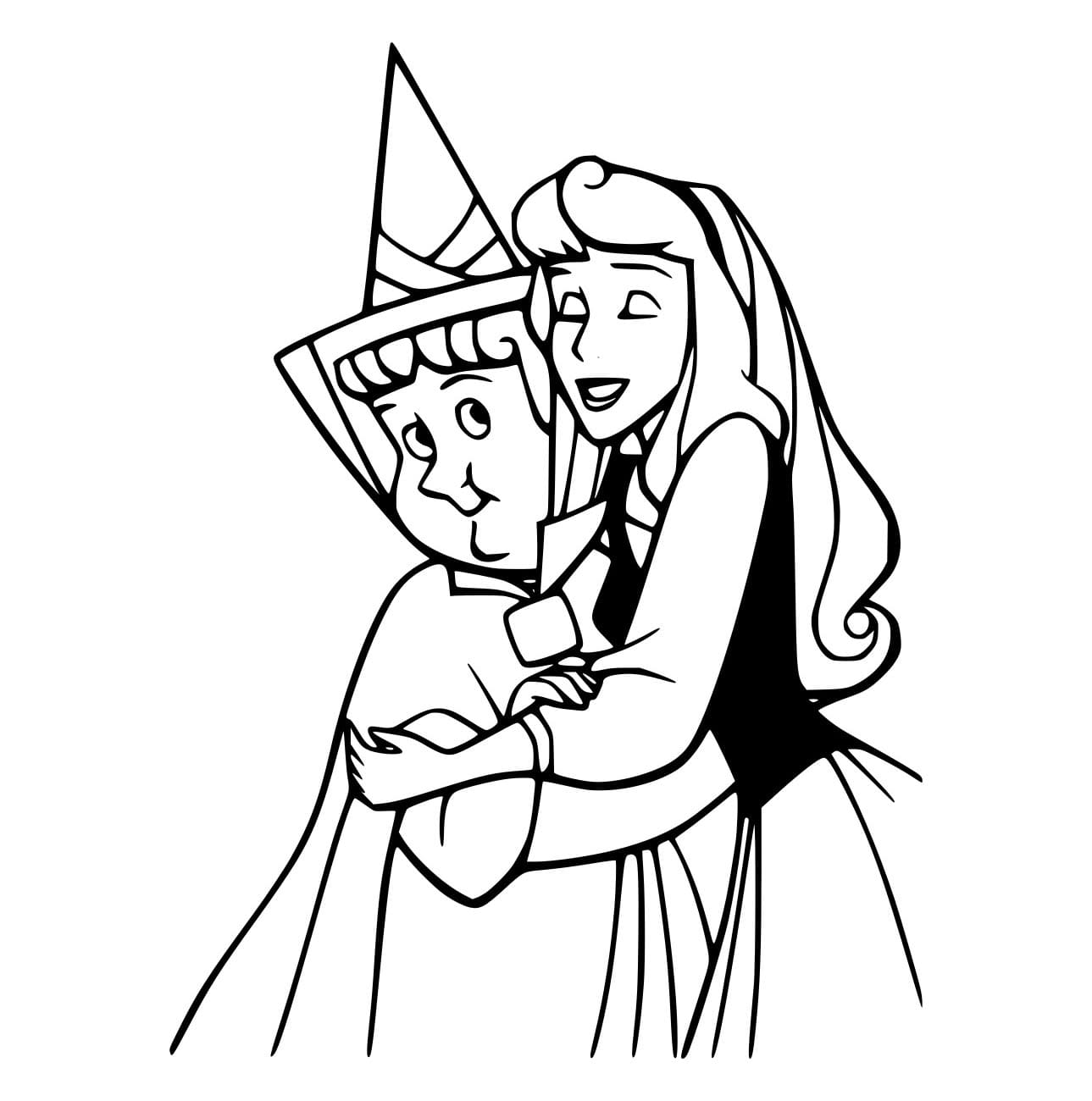 Desenho de Flora e Aurora para Colorir e Pintar