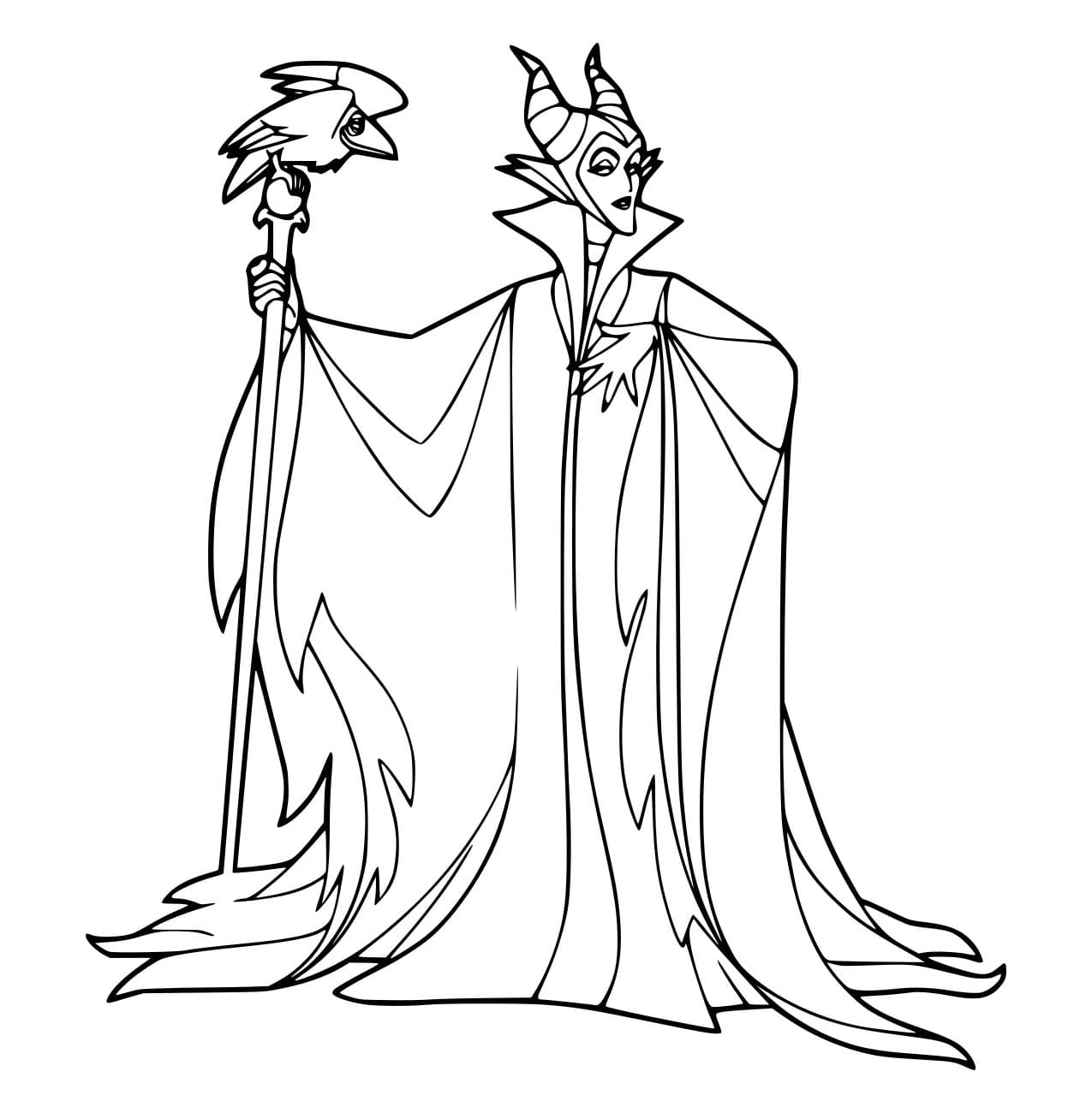 Desenho de Malévola da Bela Adormecida para Colorir e Pintar