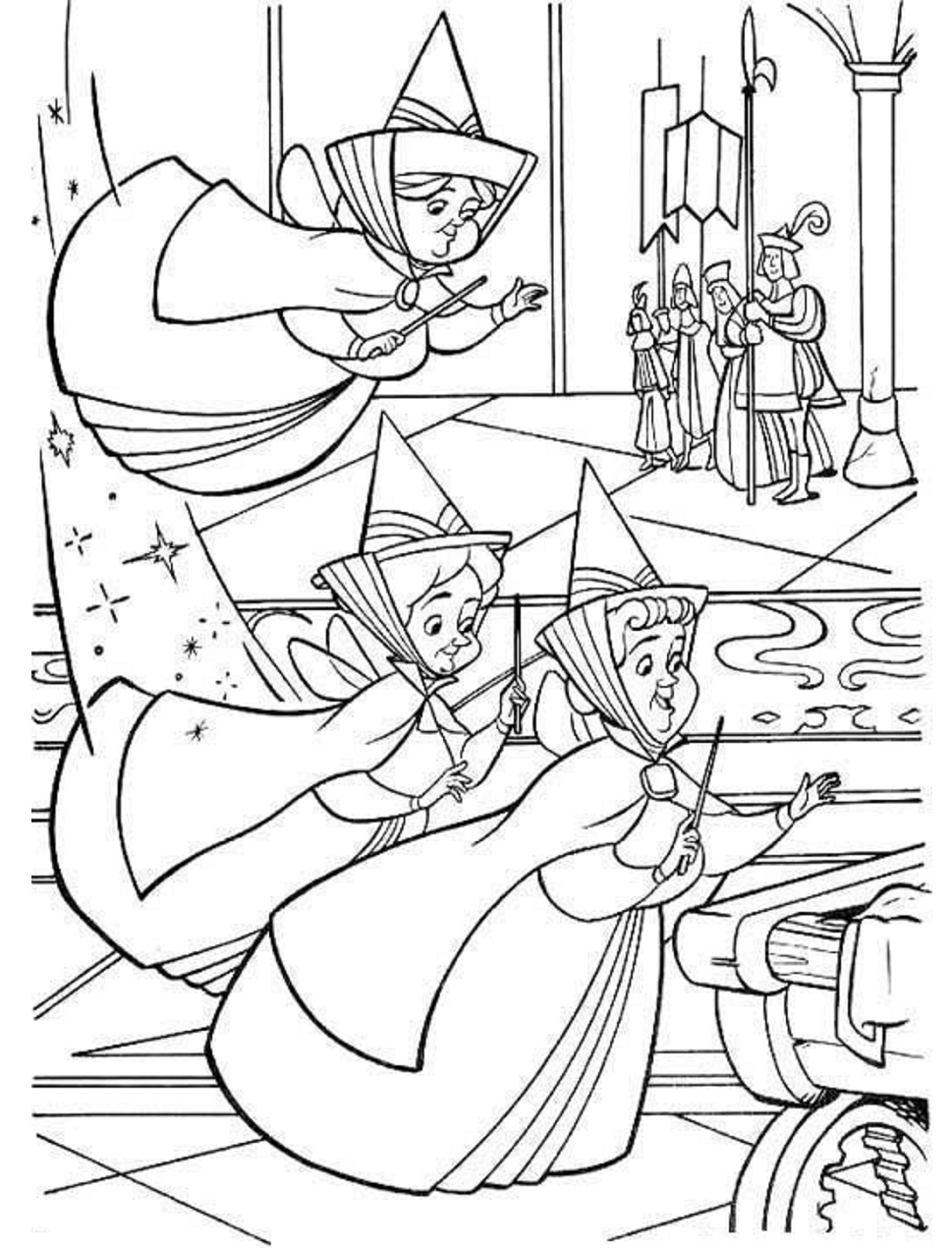 Desenho para Colorir das Três Fadas Boas A4 e Pdf e Pintar