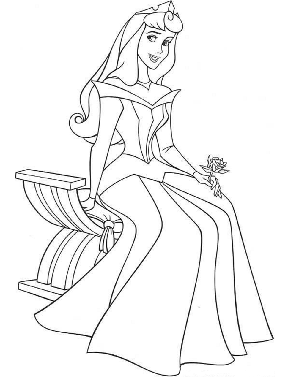 Desenho Princesa Aurora Feliz para Colorir e Pintar