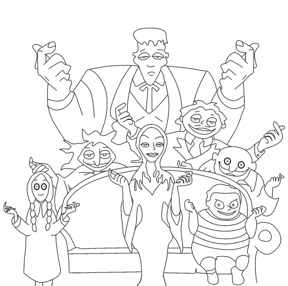 Desenho a Família Addams para Colorir de Graça em Pdf