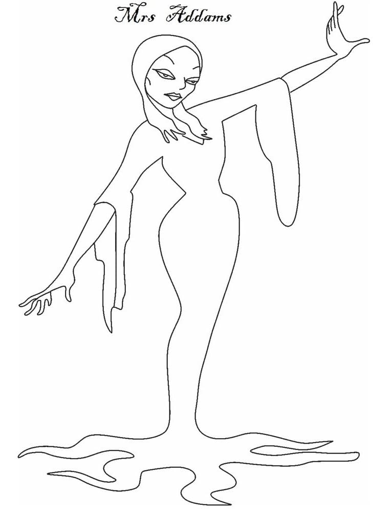Desenho de Morticia Addams para Colorir Gratuitamente em Pdf