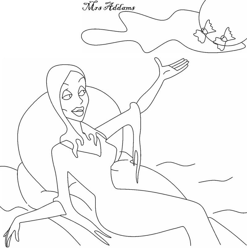 Desenho de Morticia Addams para Pintar