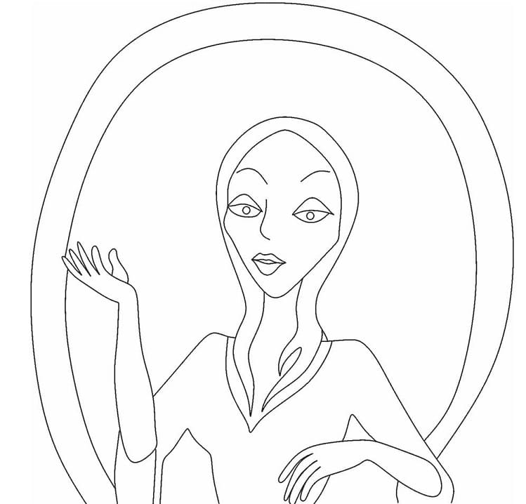 Desenho em Pdf de Morticia Addams para Colorir