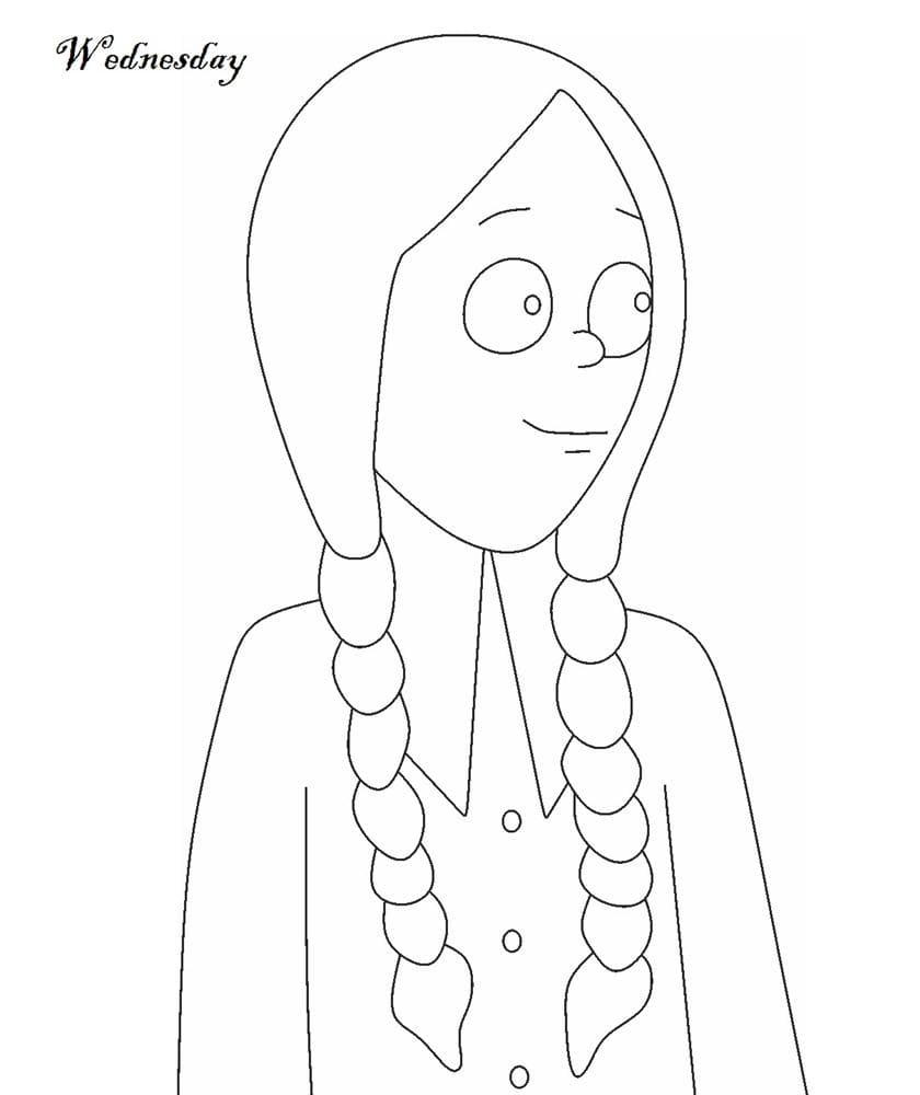 Desenho Wandinha Addams para Colorir