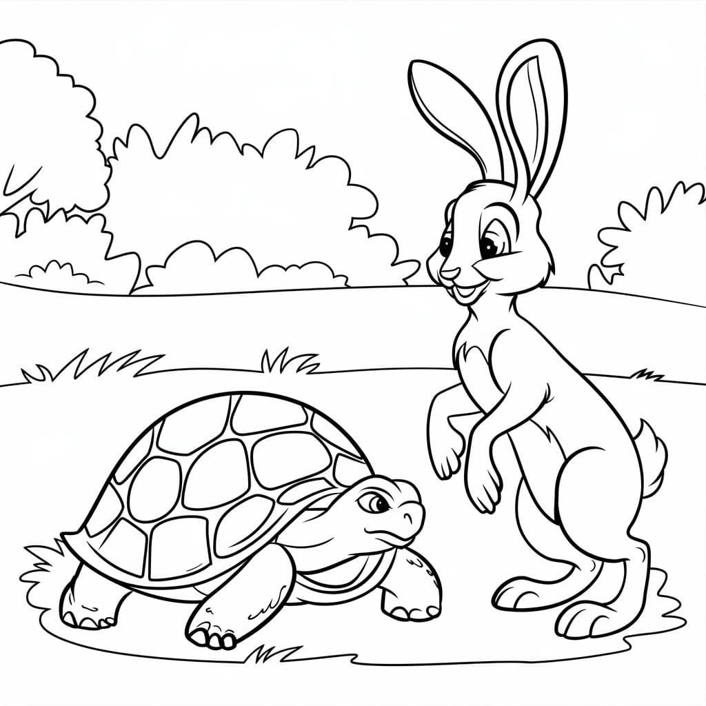 Desenhos de A Lebre e A Tartaruga para Colorir