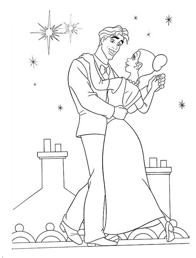 Desenhos de A Princesa e O Sapo para Colorir