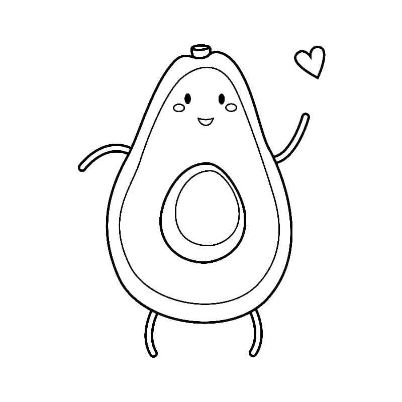Desenho de Abacate Amigável para Colorir