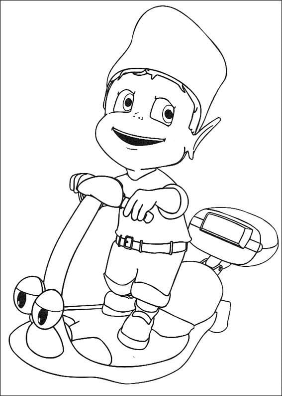 Desenho Adiboo em Moto para Colorir e Pintar