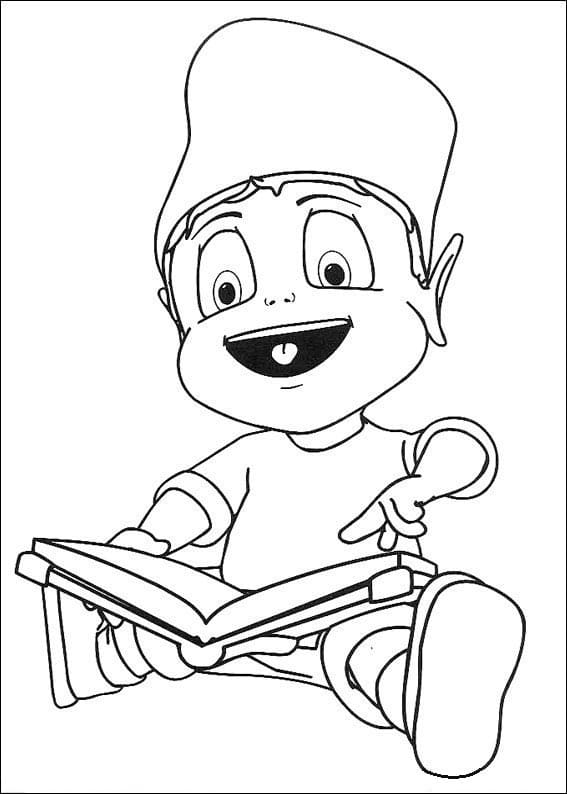 Desenho Adiboo Lendo Livro para Colorir e Pintar