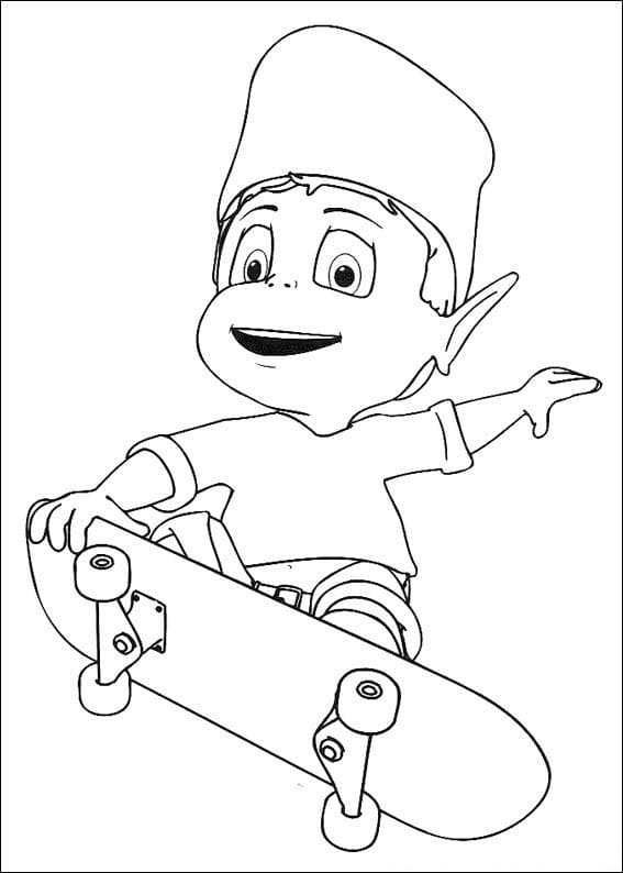 Desenho Adibou Esqueitista para Colorir e Pintar