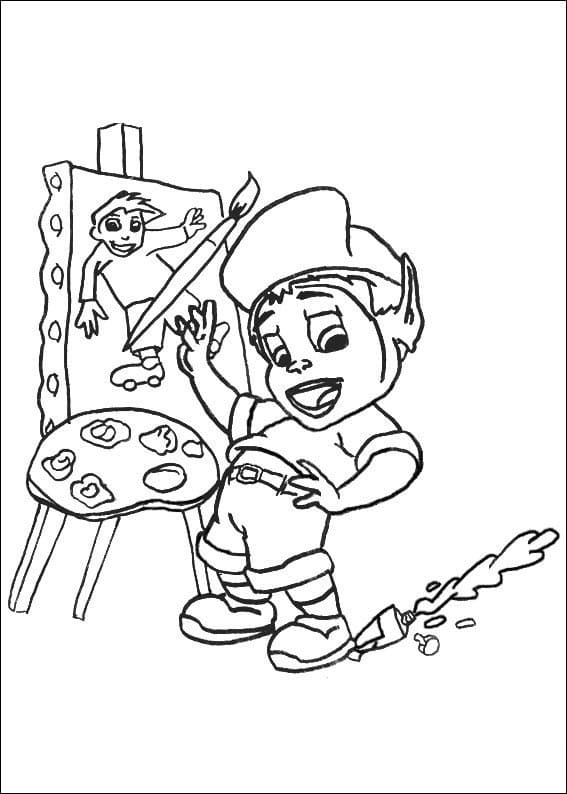 Desenho Adibou Pintando Quadro para Colorir e Pintar