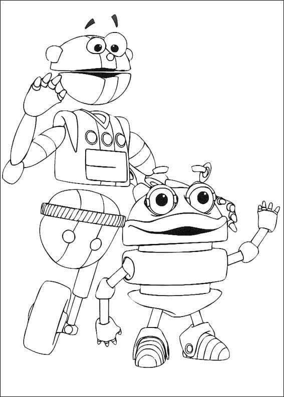 Desenho Dois Robôs do Adiboo para Colorir e Pintar