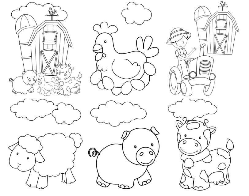 Desenho Animais Fofinhos de Fazenda para Colorir Grátis e Pintar