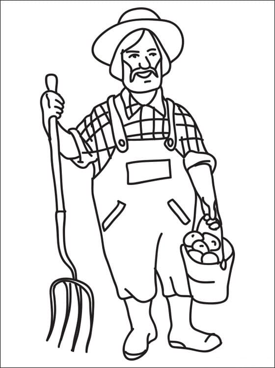 Desenho de Agricultor na Roçá para Colorir e Baixar Grátis e Pintar