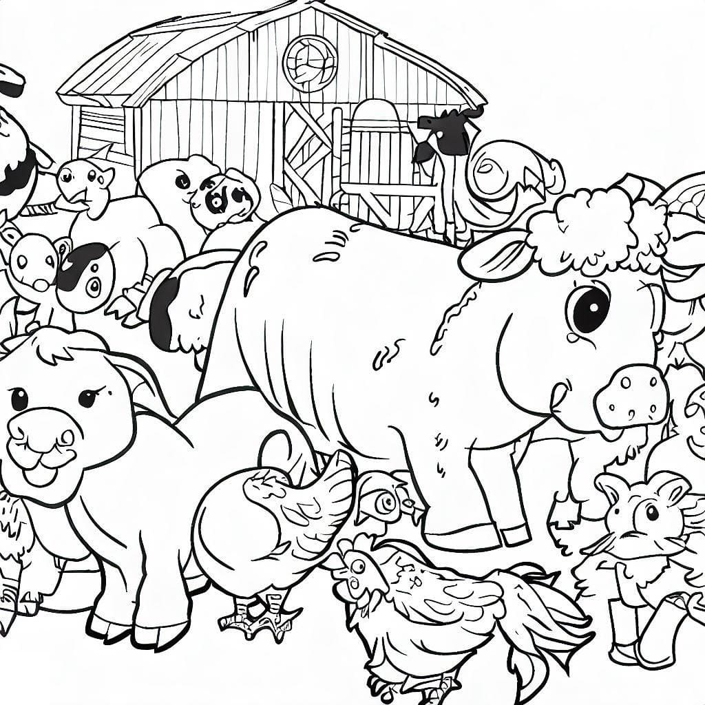 Desenho de Animais da Fazenda São Fofos para Colorir e Pintar