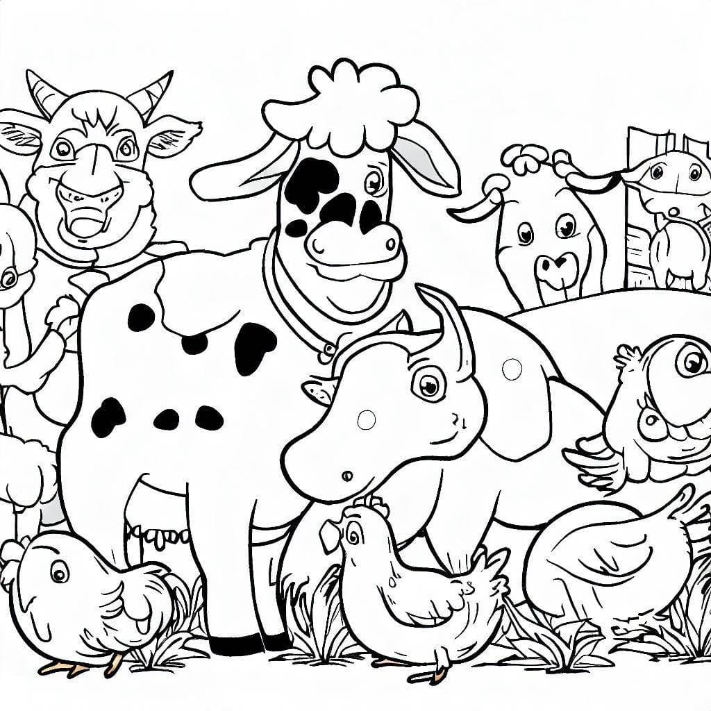 Desenho de Animais de Fazenda Grátis para Crianças para Colorir e Pintar