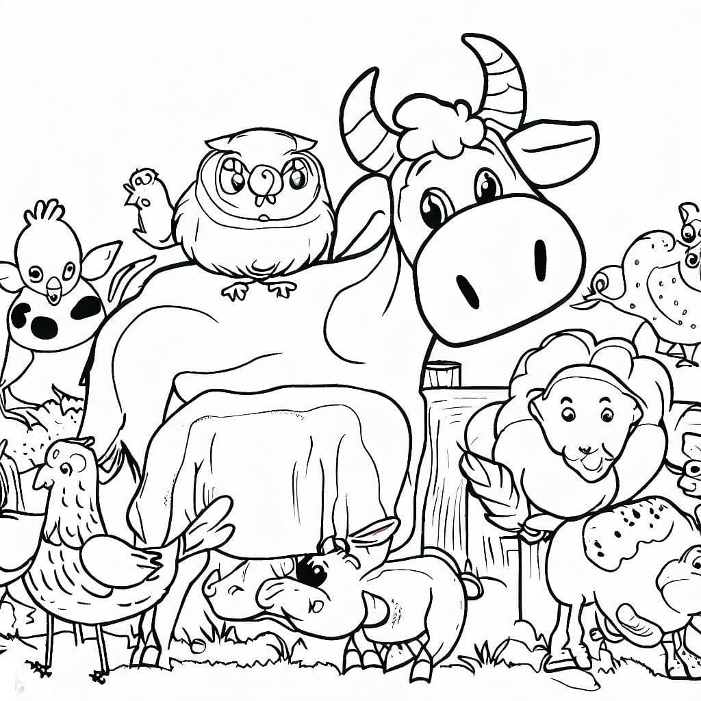 Desenho de Animais de Fazenda Muito Fofos para Colorir e Pintar