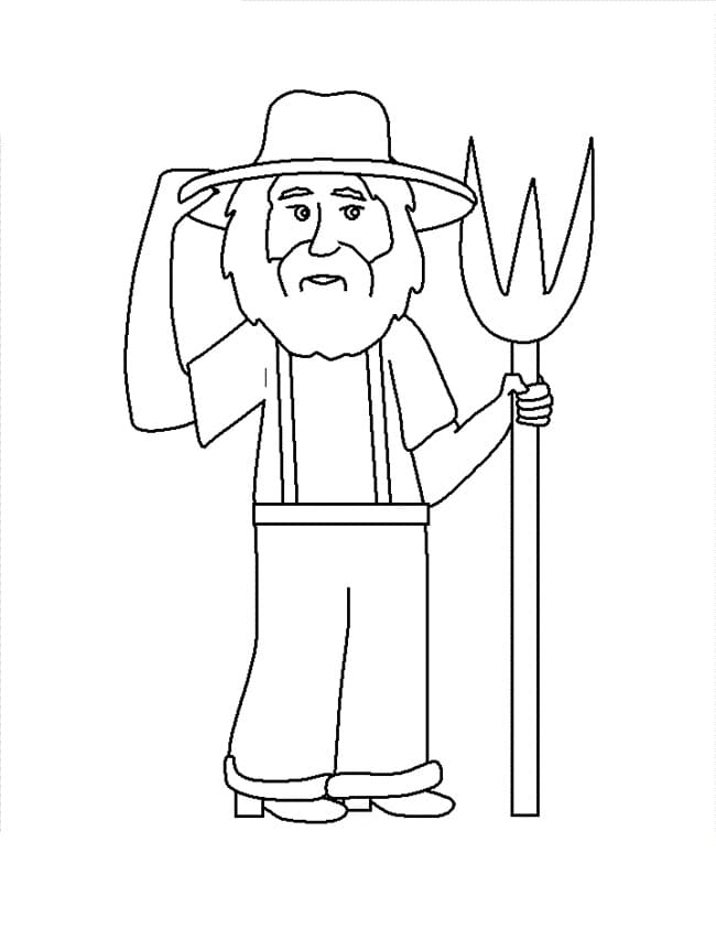 Desenho de um Velho Fazendeiro para Colorir e Pintar