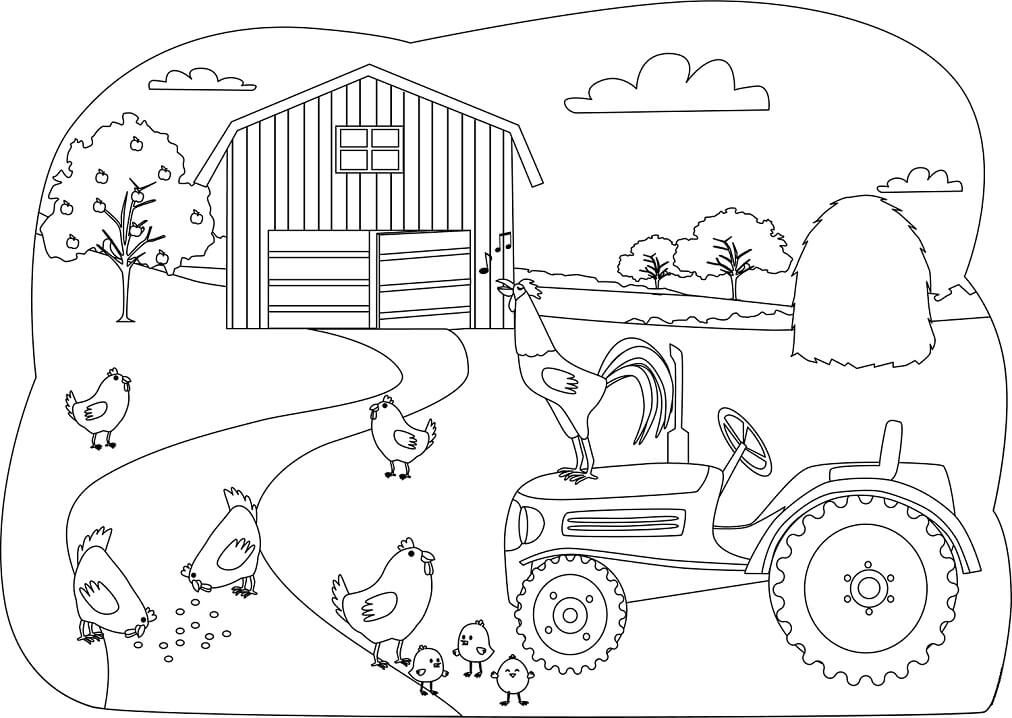 Desenho Fazenda Feliz para Colorir e Pintar