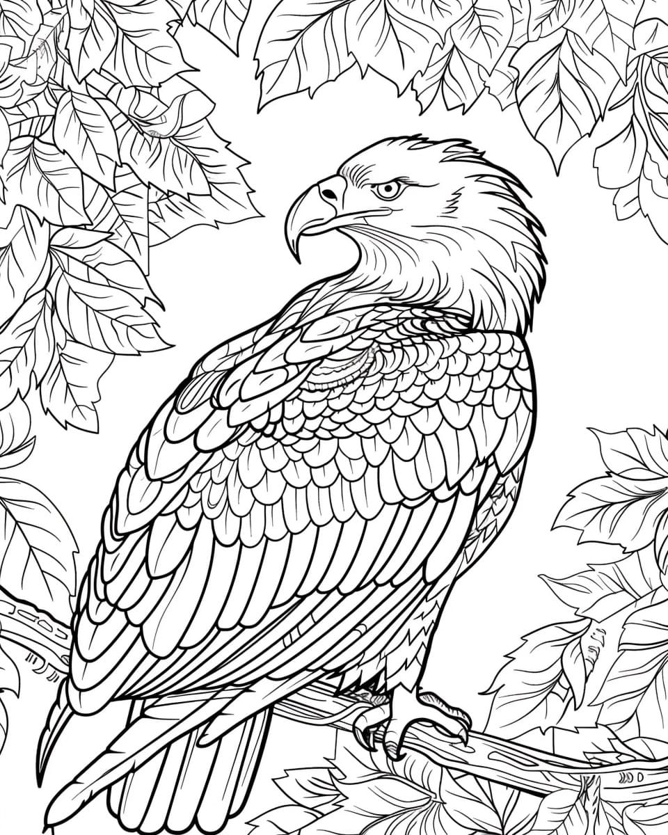 Desenho de Águia Realista para Colorir