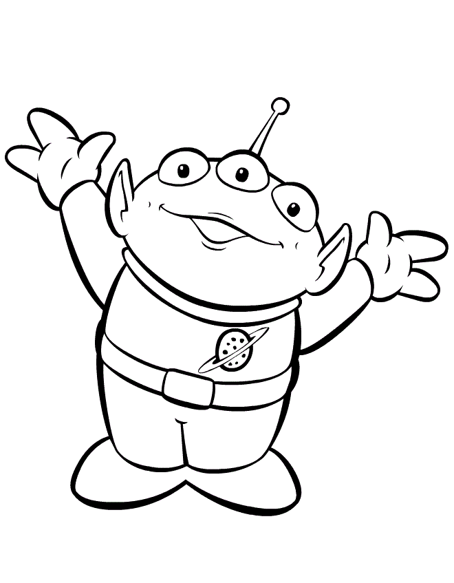Desenho em Pdf de Alien Feliz para Baixar e Pintar