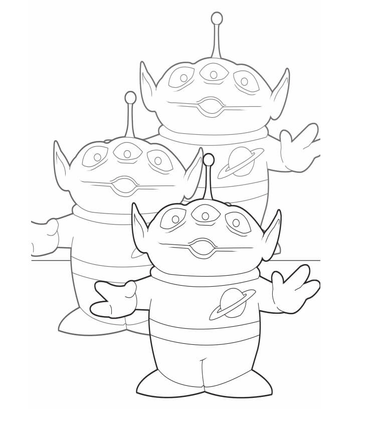 Desenho Imprimivel de Aliens Acenando para Colorir