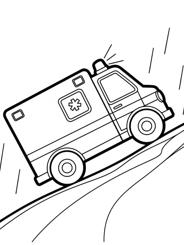 Desenho de Ambulância Grátis para Colorir