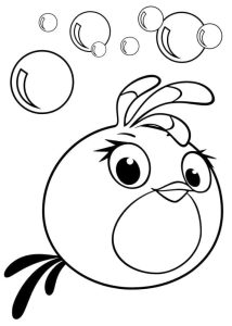 Desenho Angry Birds Pássaro Rosa Stella para Colorir 214×300