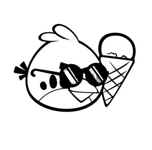 Desenho Angry Birds Pássaro Vermelho com Sorvete para Colorir 300×297