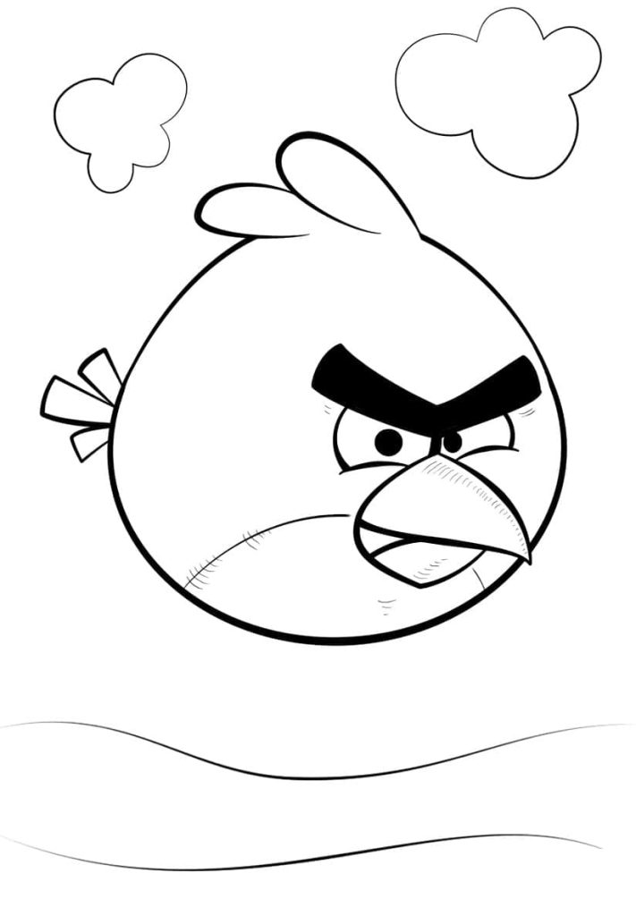 Desenho Angry Birds Pássaro Vermelho para Colorir e Imprimir 711×1024
