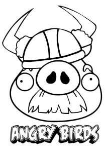 Desenho Angry Birds Porco com Bigode para Colorir 211×300