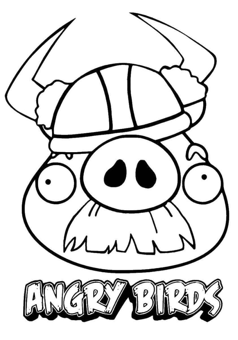 Desenho Angry Birds Porco com Bigode para Colorir 768×1095