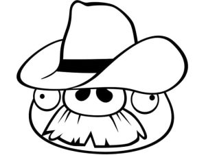 Desenho Angry Birds Porco Cowboy para Colorir 300×226