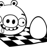 Desenho Angry Birds Porco e Ovo em Tabuleiro de Damas para Colorir 150×150