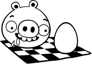 Desenho Angry Birds Porco e Ovo em Tabuleiro de Damas para Colorir 300×207