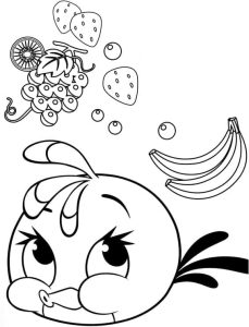 Desenho Angry Birds Stella com Frutas para Colorir 229×300