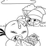 Desenho Angry Birds Stella e Willow Comendo Frutas em Piquenique no Parque para Colorir 150×150