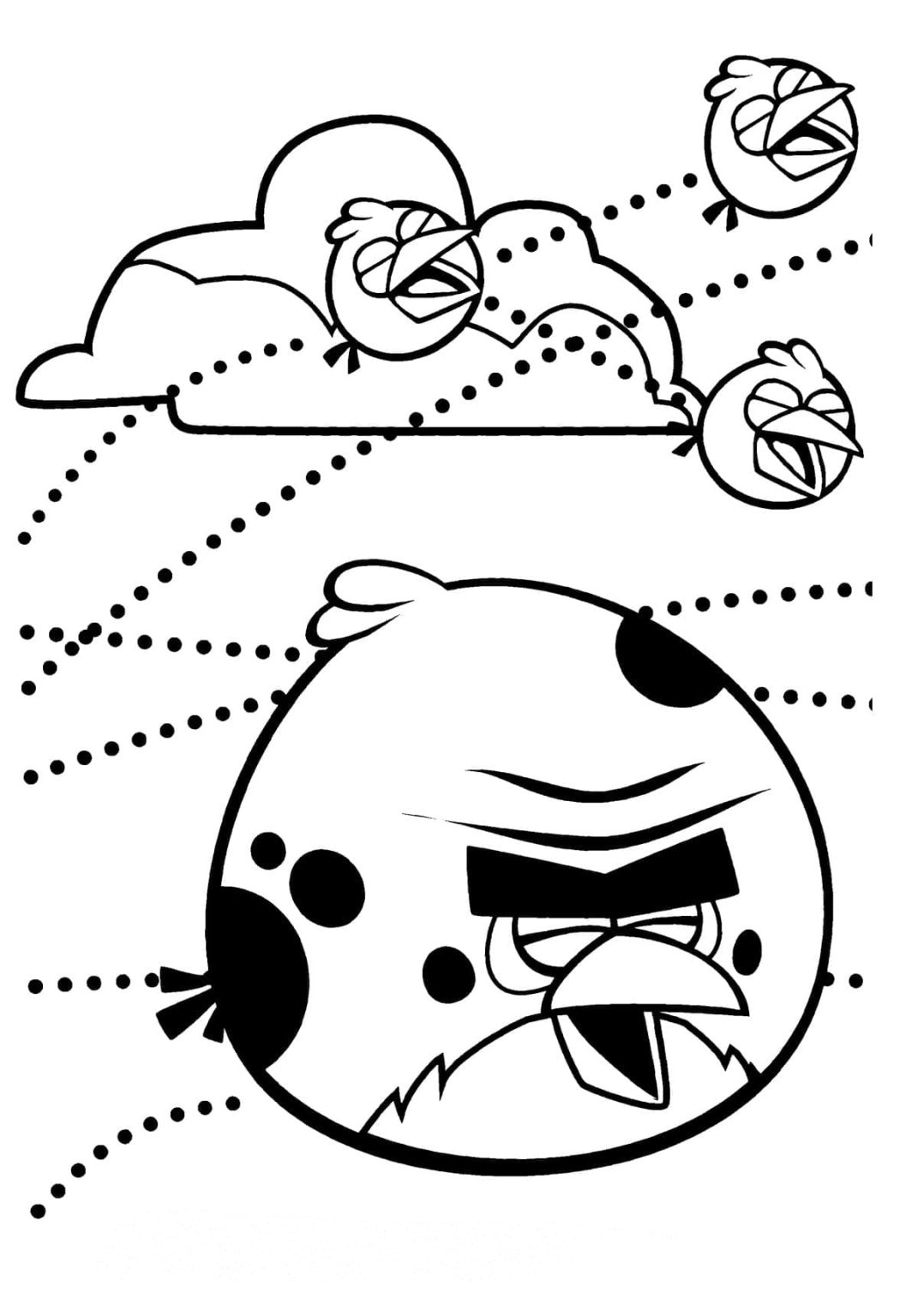 Desenho Angry Birds Terence e Pássaros Azuis para Colorir 1057×1536