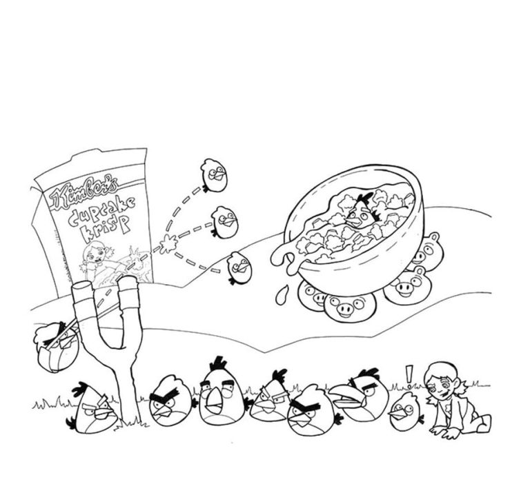 Desenho Batalhá dos Angry Birds para Colorir em Pdf 768×731