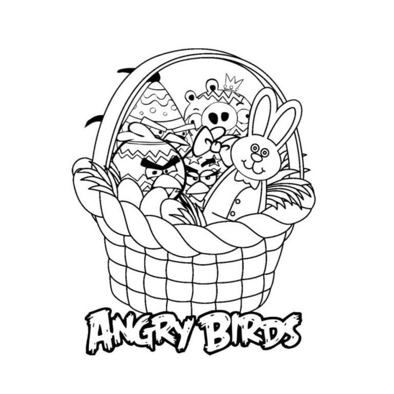 Desenho Cesta de Páscoa do Angry Birds para Colorir 768×767