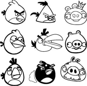 Desenho com Todos os Personagens de Angry Birds para Colorir 300×297