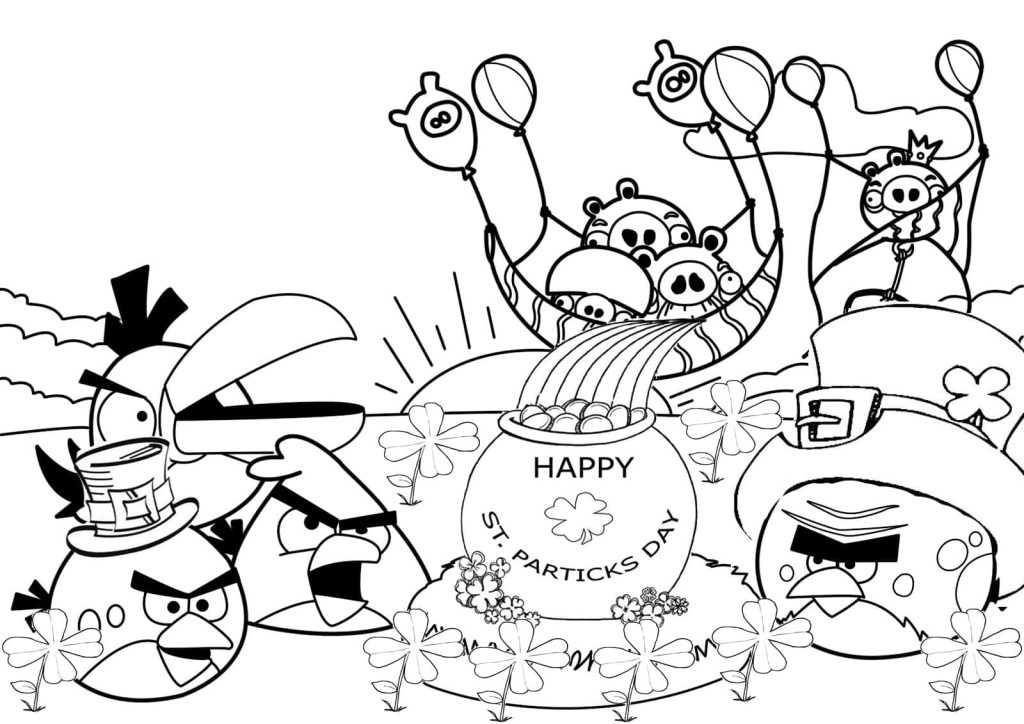 Desenho de Angry Birds Aproveitando o Feriado para Colorir em Pdf 1024×724