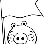 Desenho de Angry Birds Porco com Bandeira para Colorir em Pdf 150×150